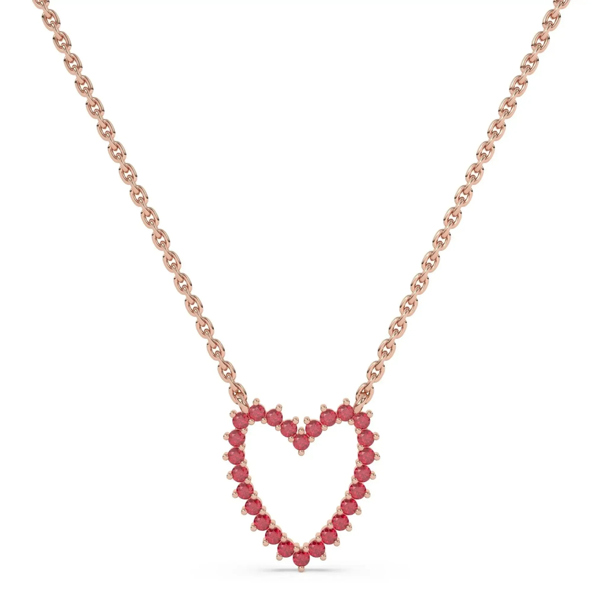 Ruby Open Heart Necklace
