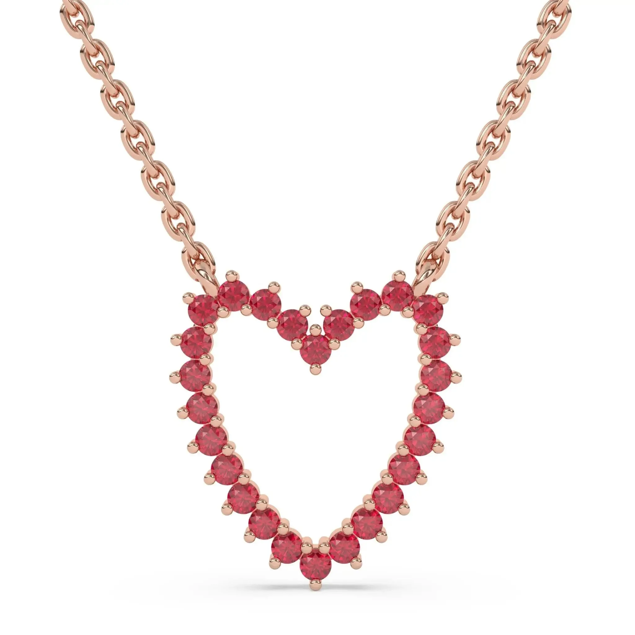 Ruby Open Heart Necklace