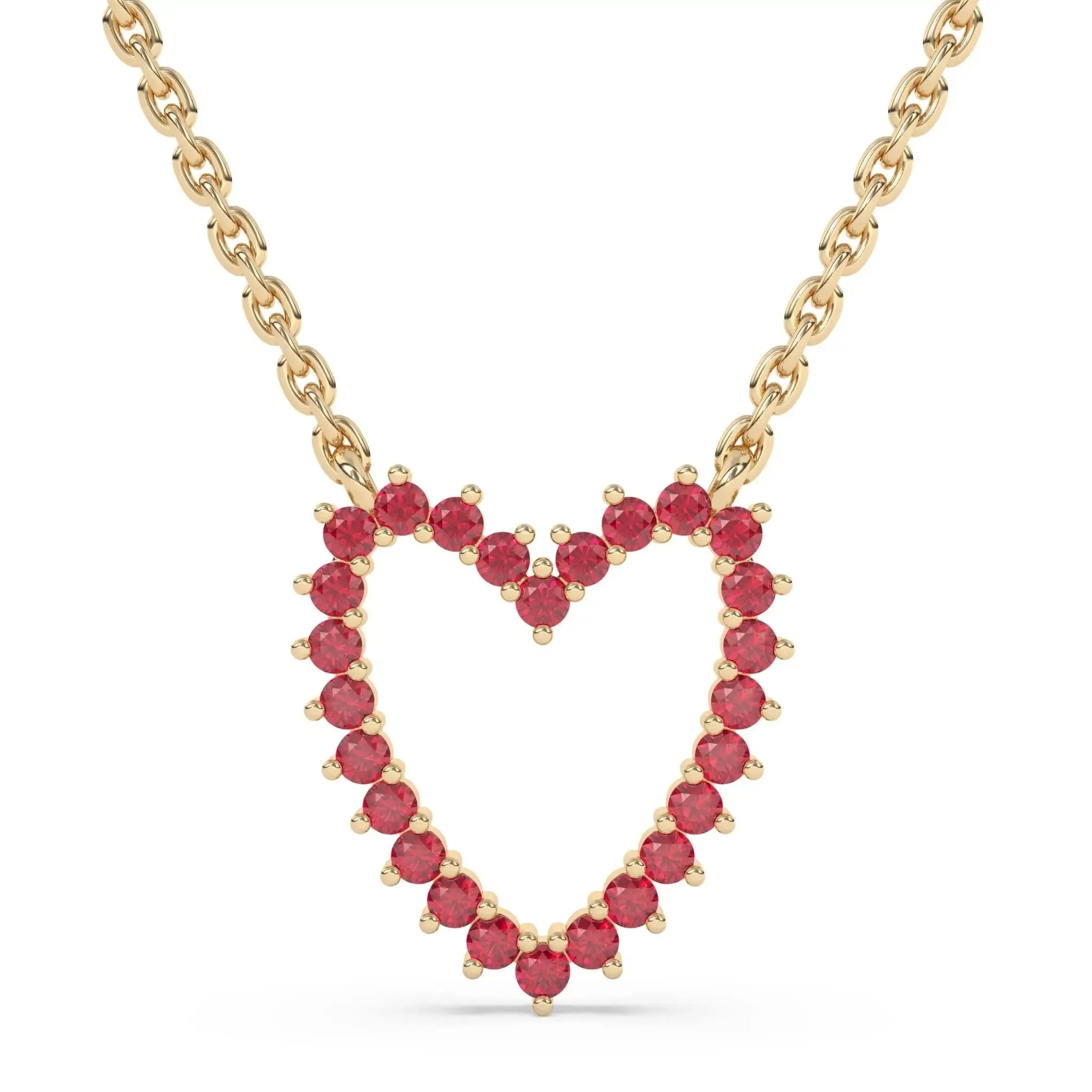 Ruby Open Heart Necklace
