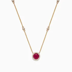 Ruby Royale 14K Yellow Gold Ruby and Diamond Station Necklace, 1.11 TCW