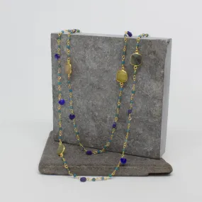 Sapphire, Lapis and Apatite Long Necklace
