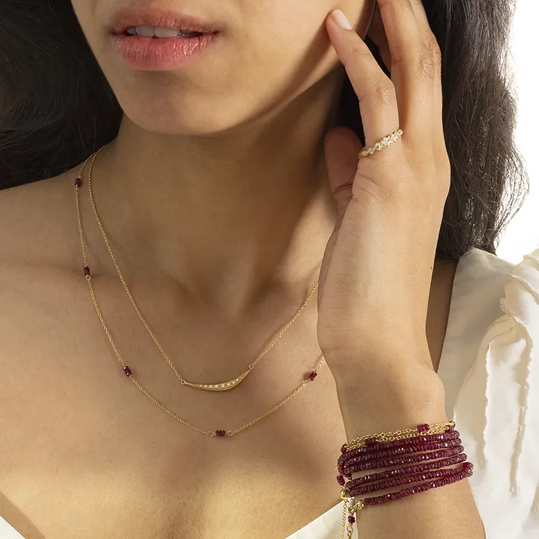 Sapphire or Ruby Station Necklace
