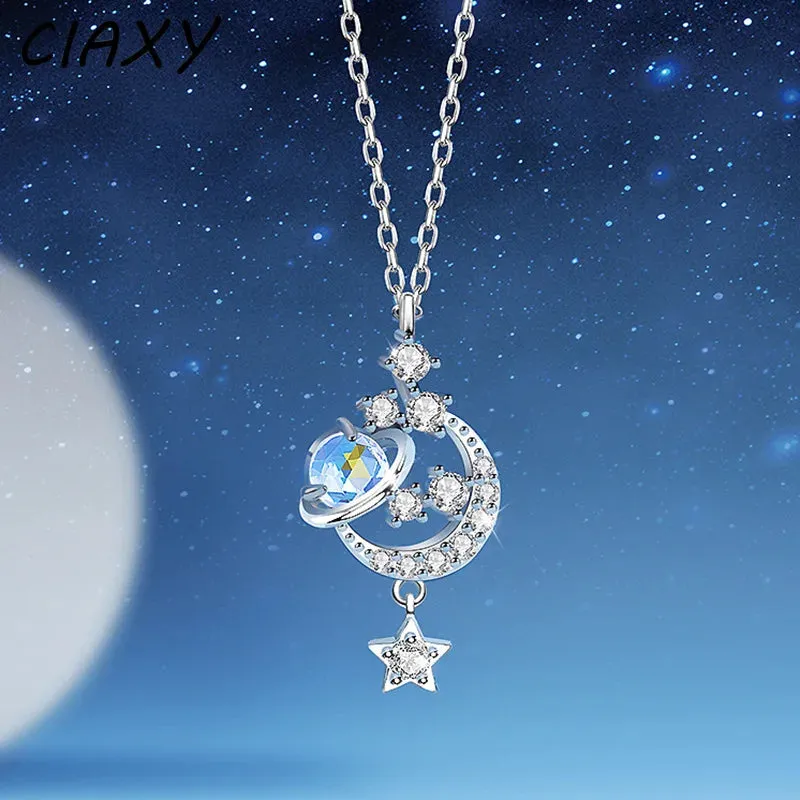 Silver Moonstone Star Necklace