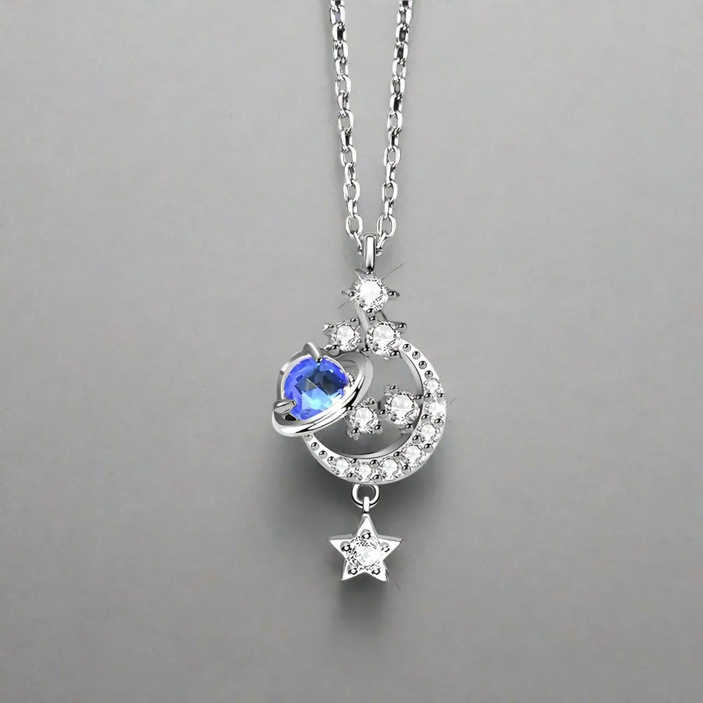 Silver Moonstone Star Necklace
