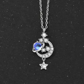 Silver Moonstone Star Necklace