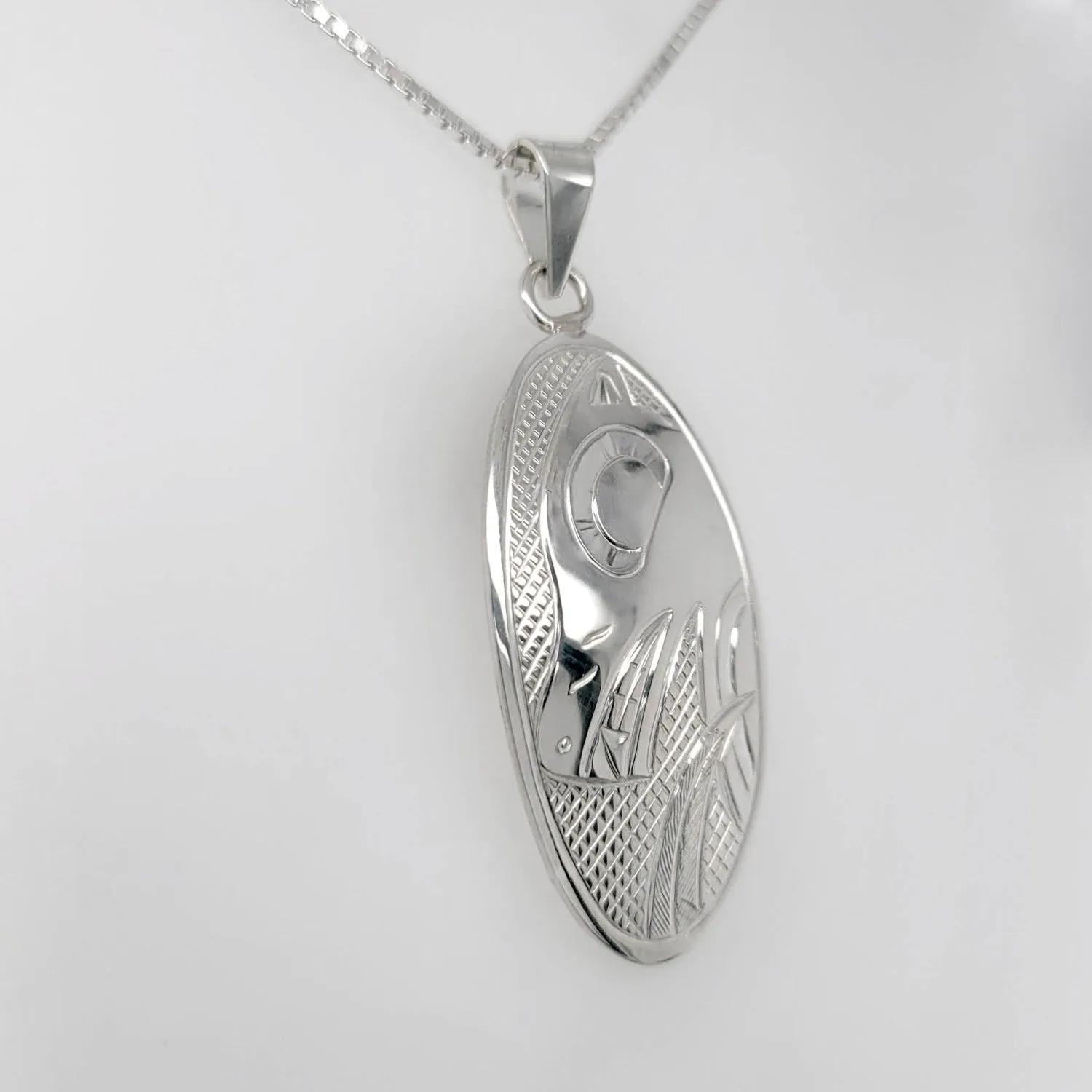 Silver Oval Wolf Spirit Pendant