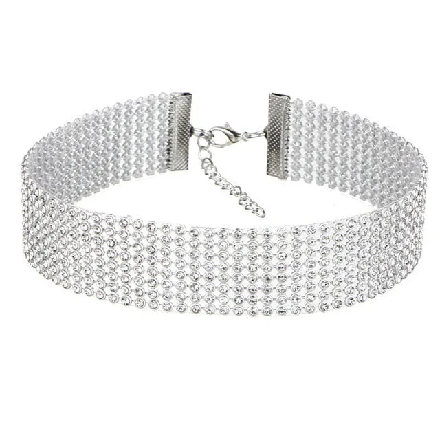 Soirée Crystal Rhinestone Choker Necklace