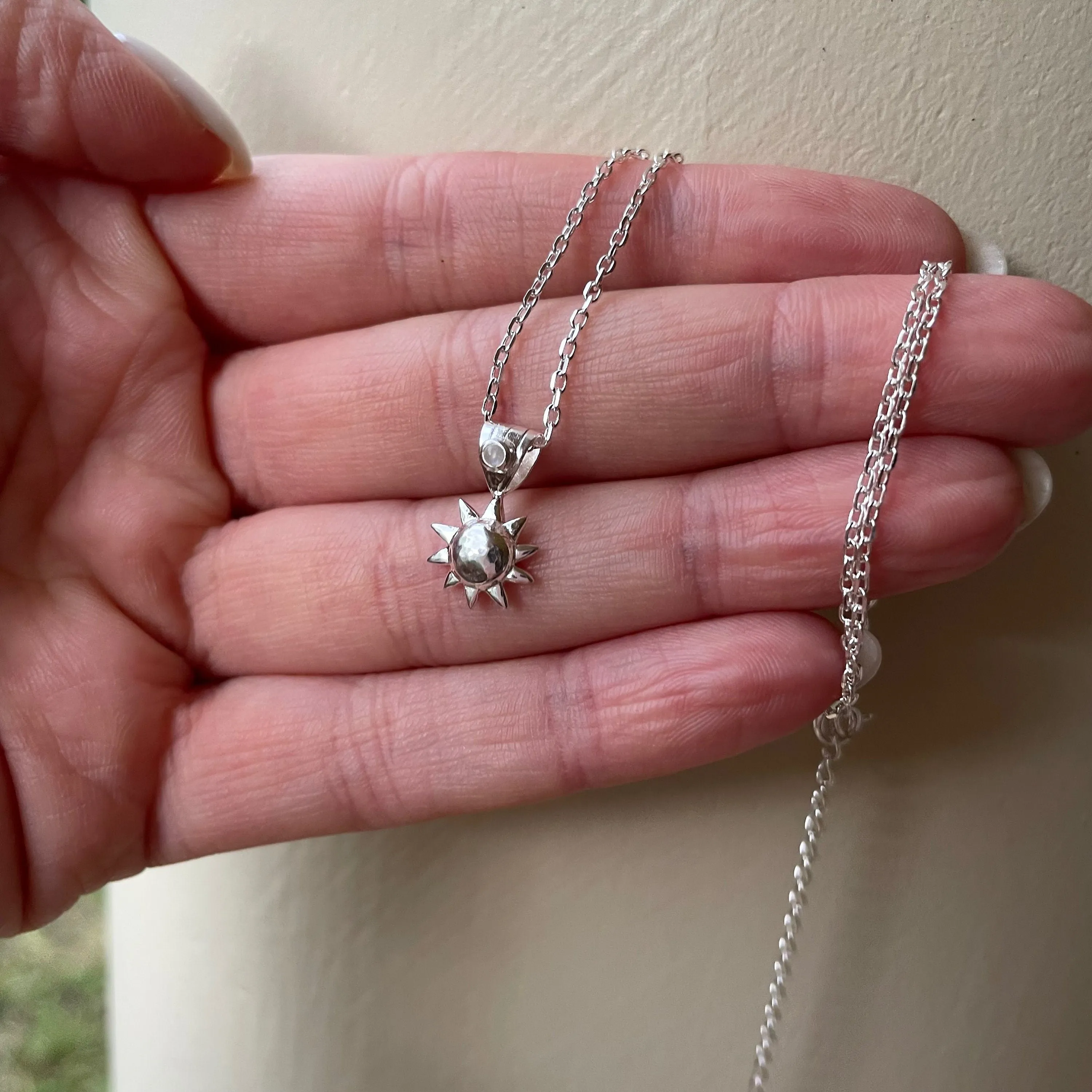 Sol Sterling Silver Rainbow Moonstone Necklace