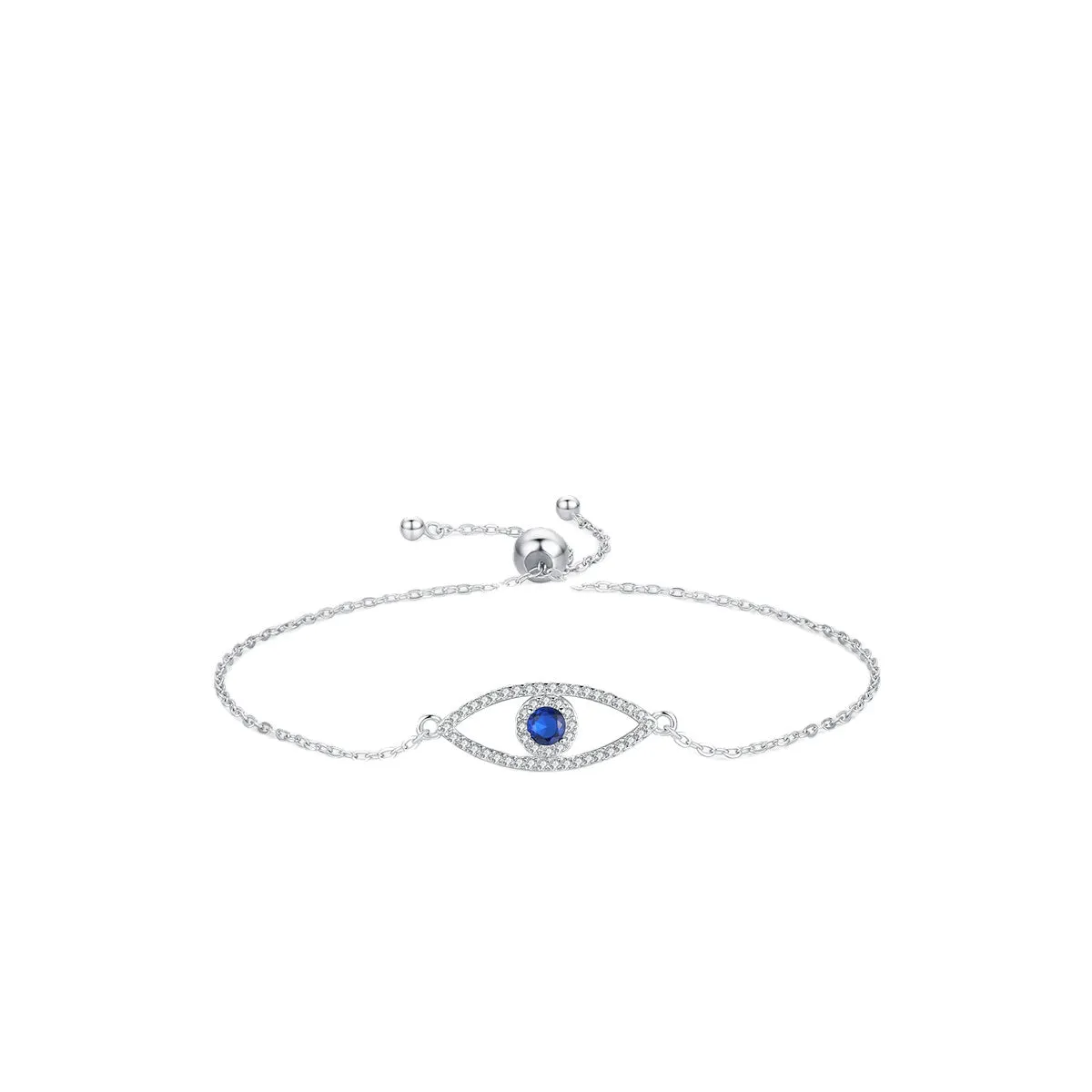 Sterling Silver Blue Eye Bracelet with Zircon Gems