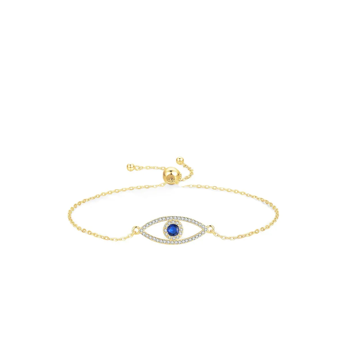 Sterling Silver Blue Eye Bracelet with Zircon Gems