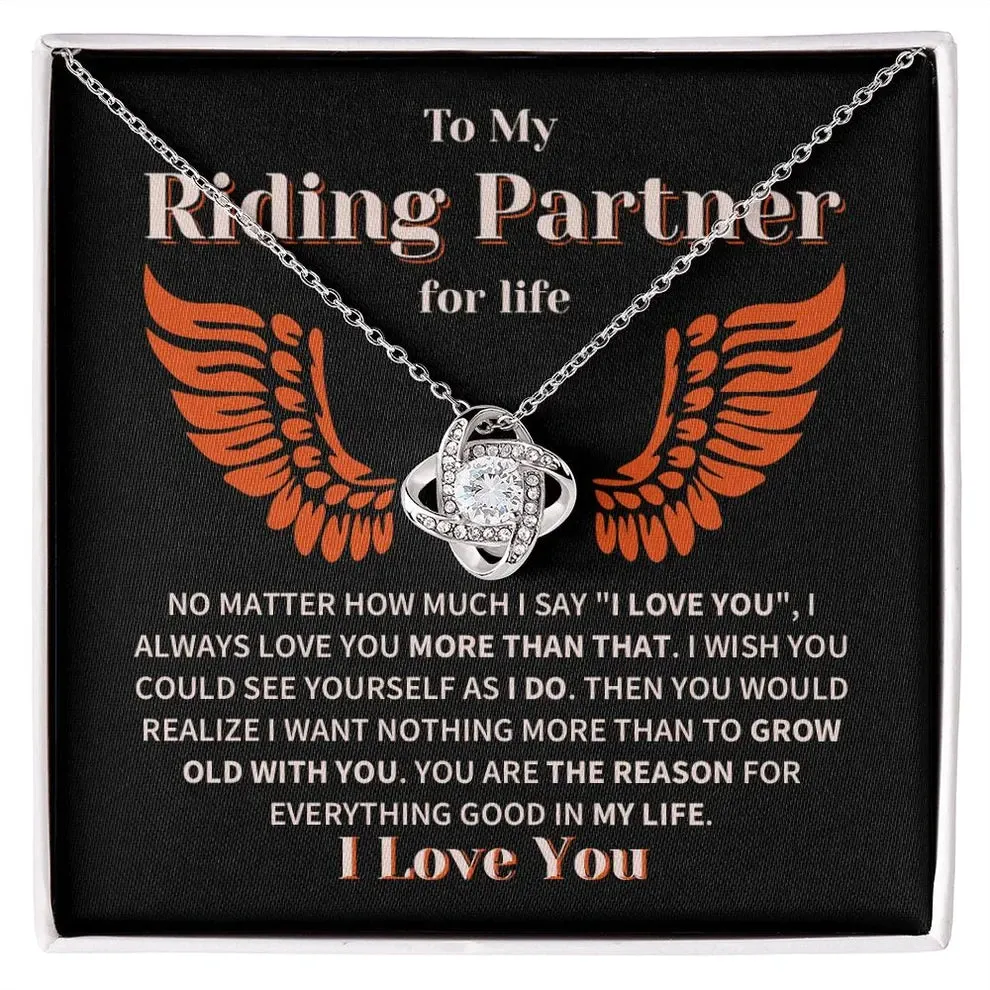 To my Riding Partner necklace, Grow Old Together Love Knot necklace