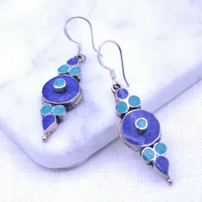 Tribal Lapis & Turquoise Earrings