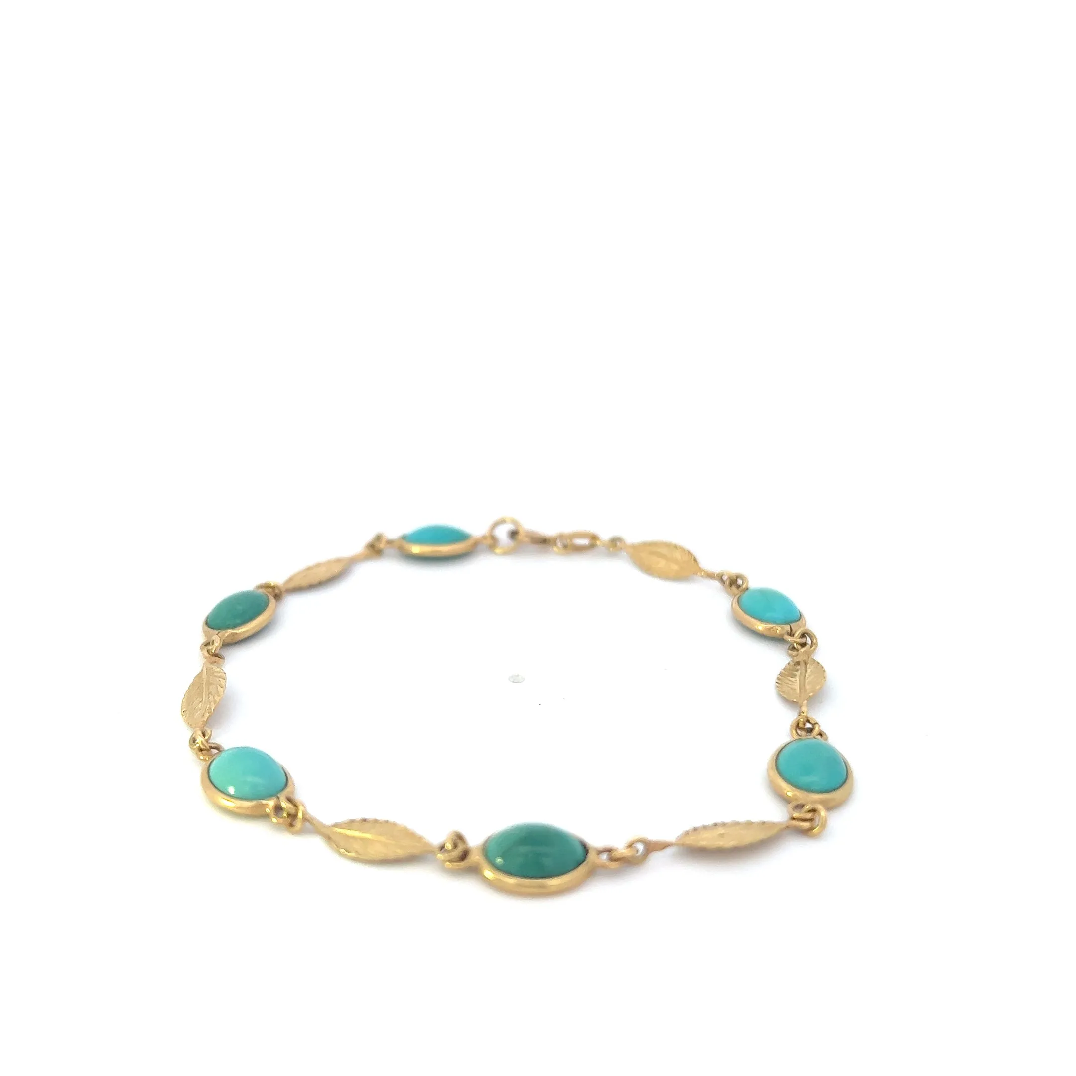 Vintage 18KT Yellow Gold Turquoise Bracelet