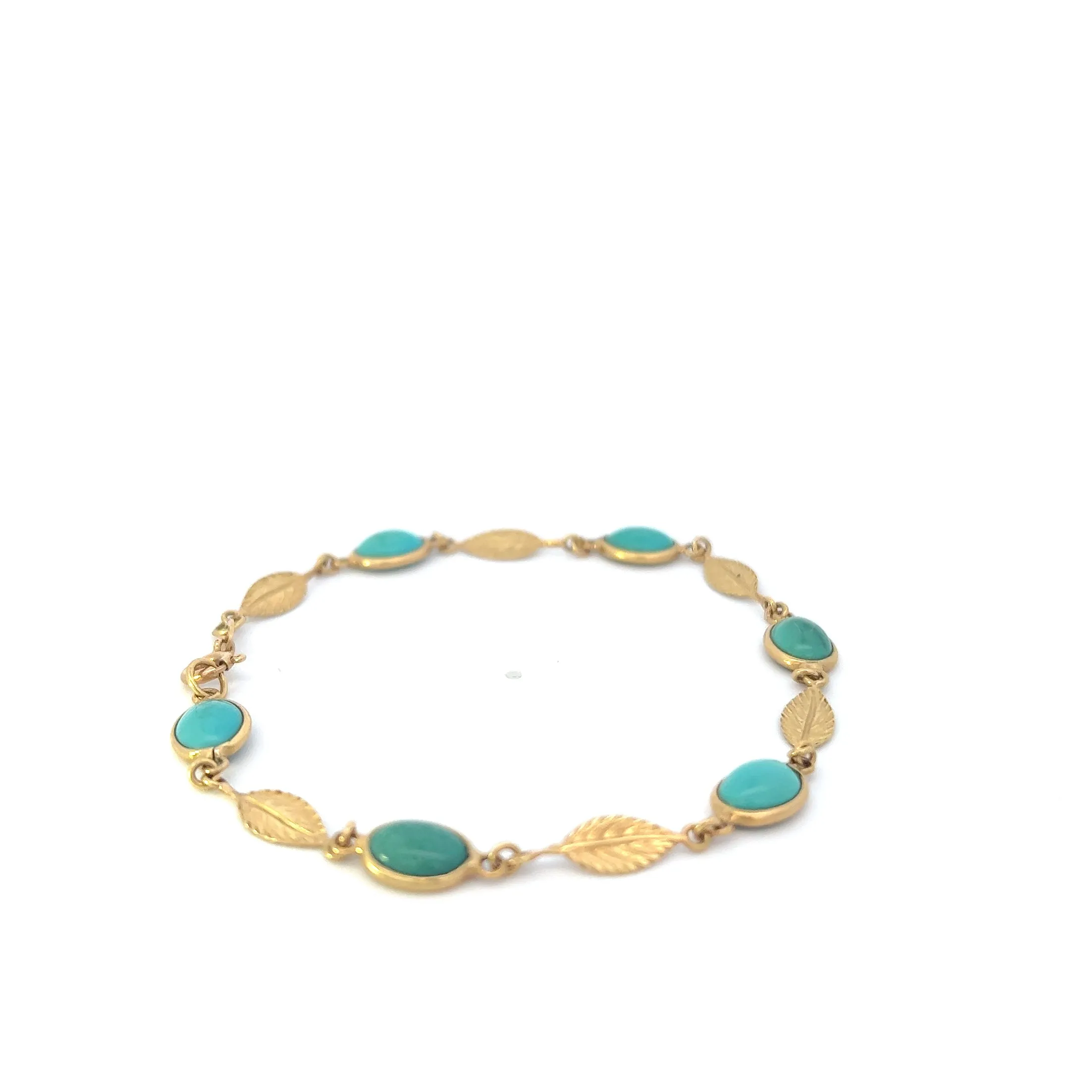 Vintage 18KT Yellow Gold Turquoise Bracelet