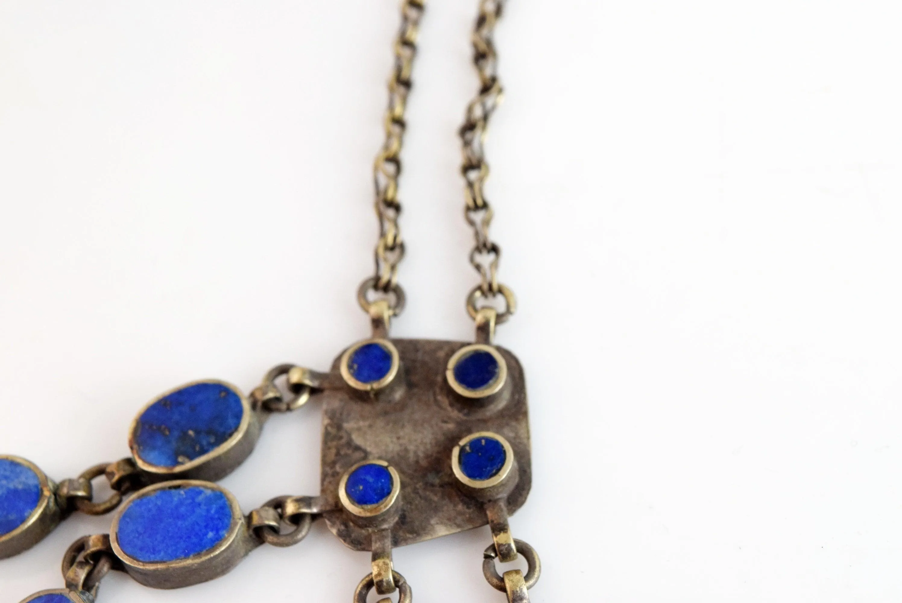 Vintage Statement Lapis Bib Necklace