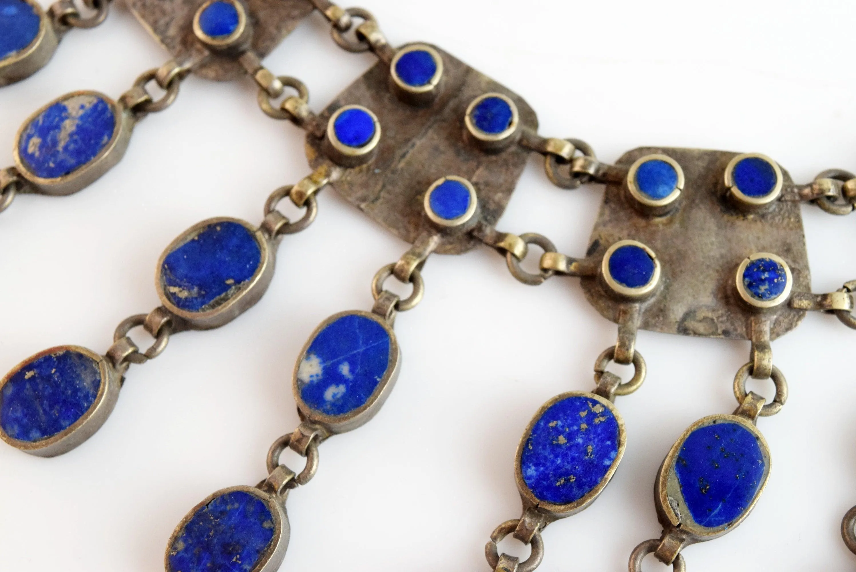 Vintage Statement Lapis Bib Necklace