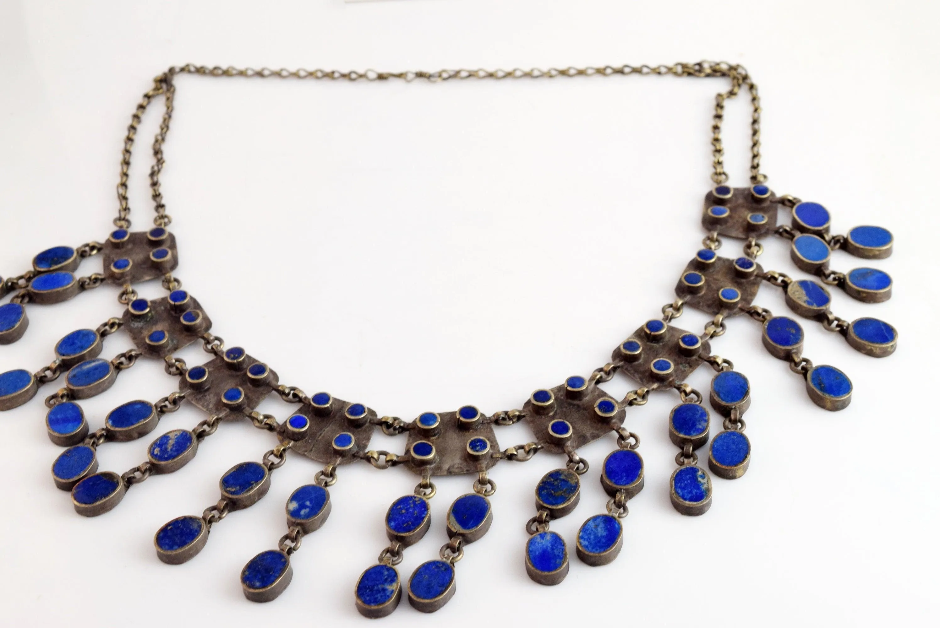 Vintage Statement Lapis Bib Necklace