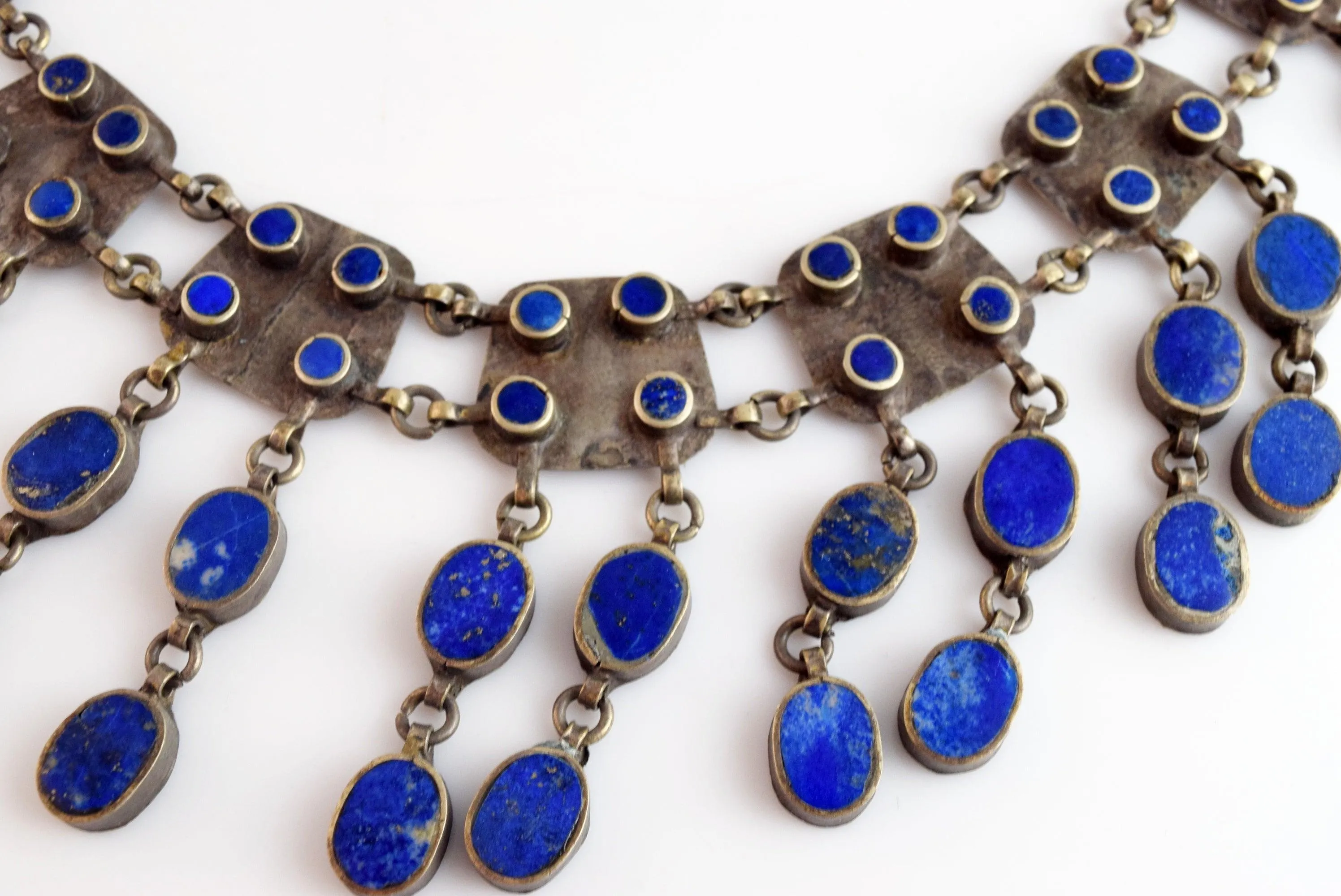 Vintage Statement Lapis Bib Necklace
