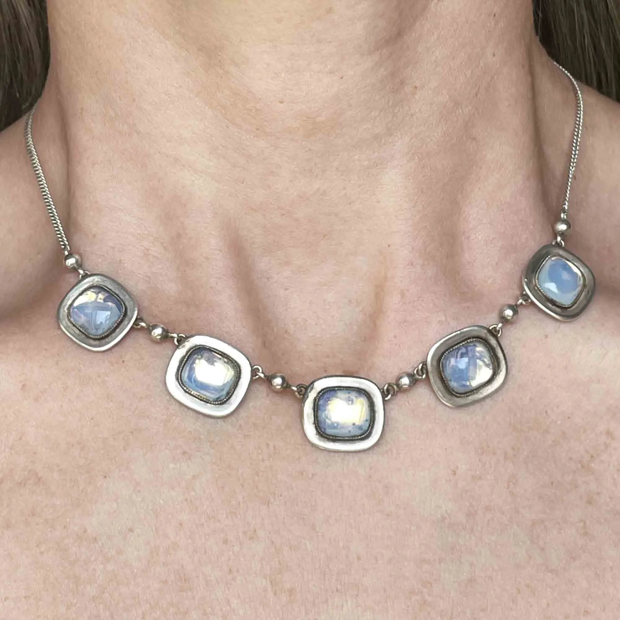 Vintage Sterling Silver Moonstone Necklace