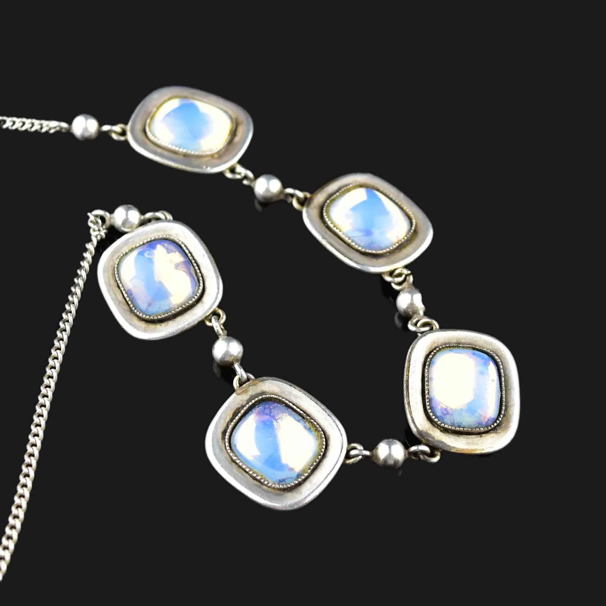 Vintage Sterling Silver Moonstone Necklace