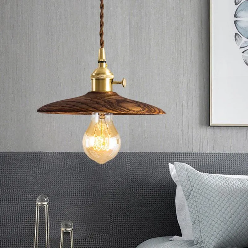 Walnut Conical Pendant Light