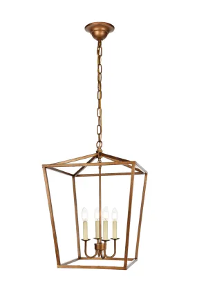 ZC121-LD6008D17G - Living District: Maddox Collection Pendant D17 H24.25 Lt:4 Vintage Gold Finish