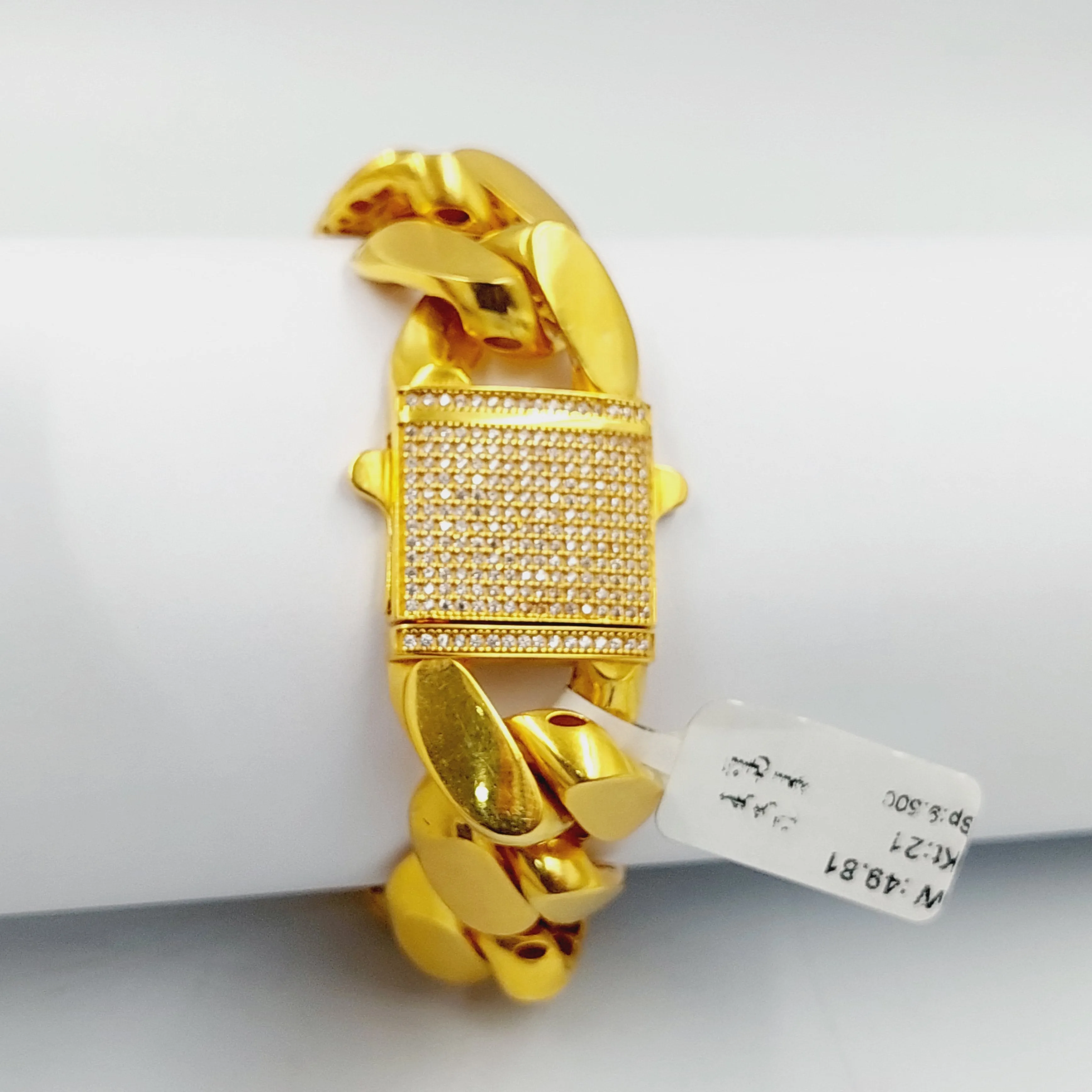 Zircon Studded Cuban Links Bracelet