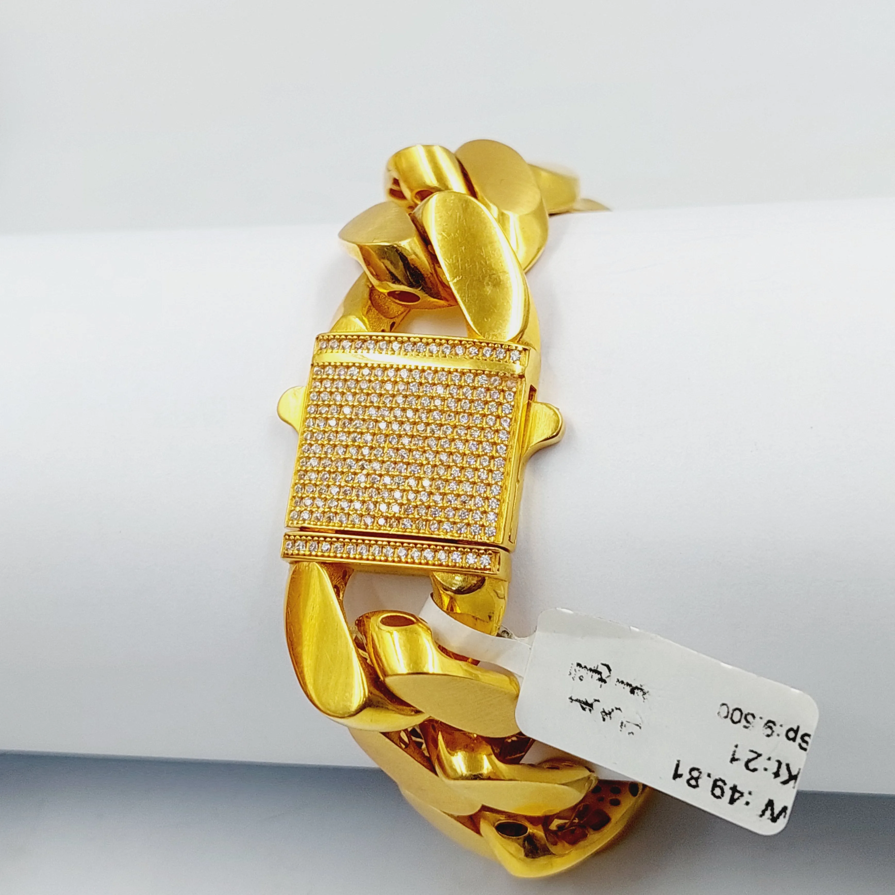 Zircon Studded Cuban Links Bracelet