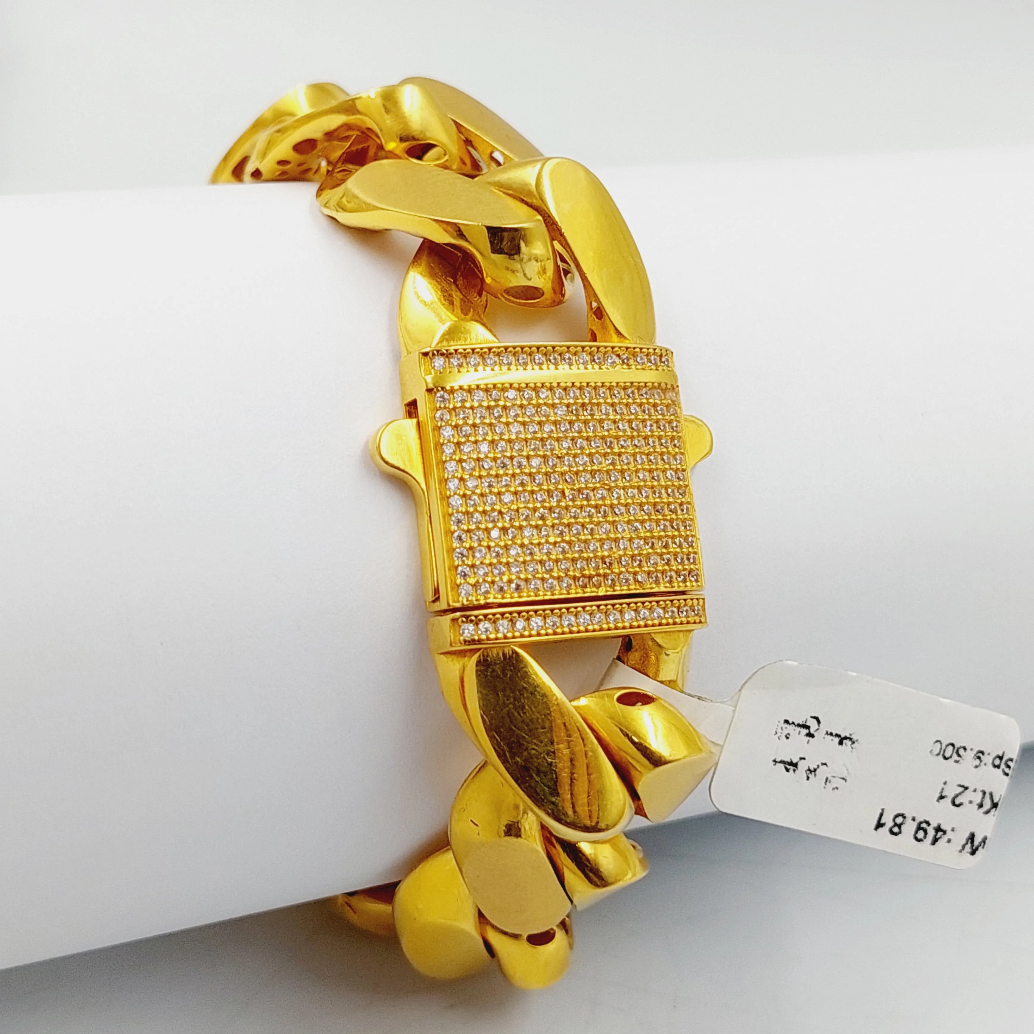 Zircon Studded Cuban Links Bracelet