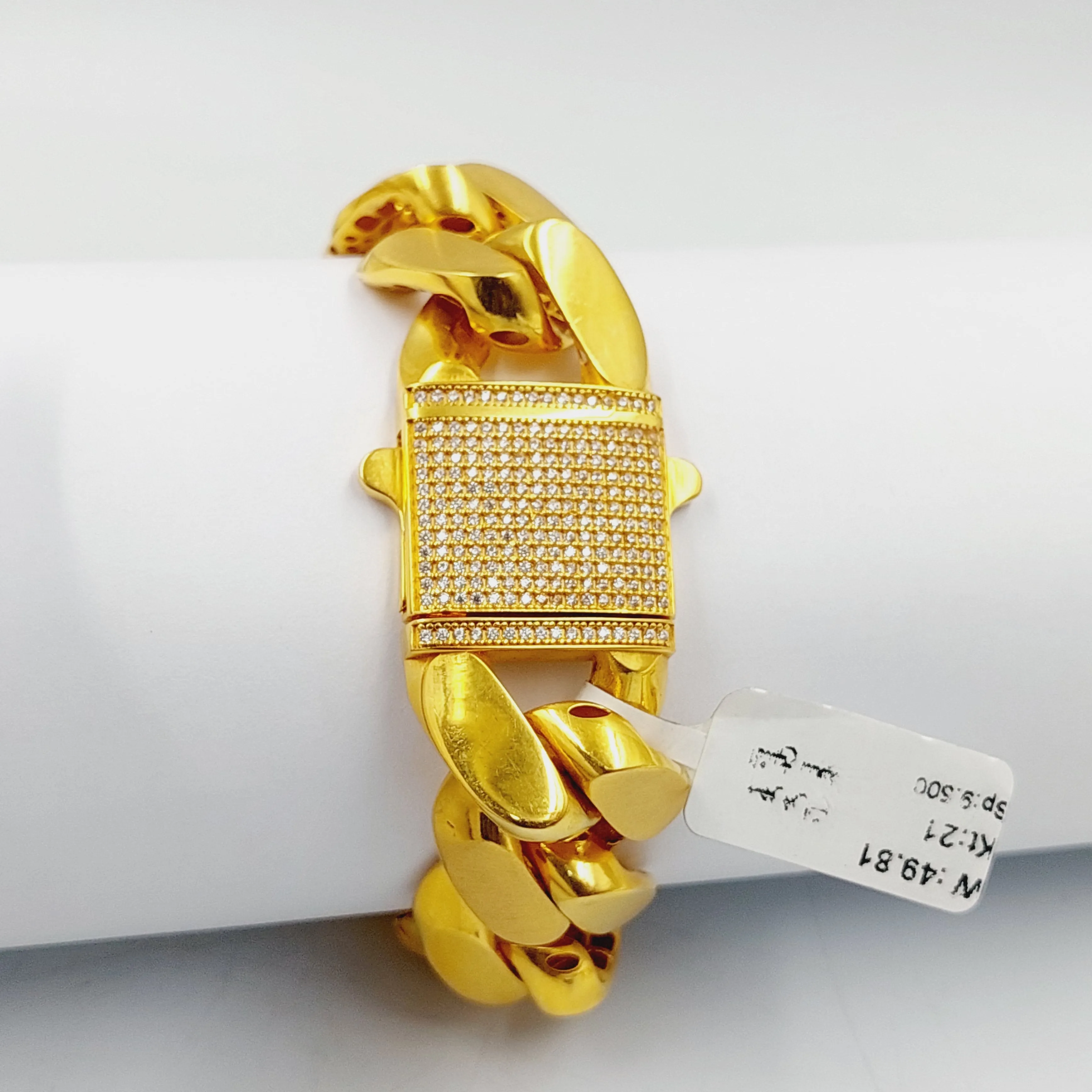Zircon Studded Cuban Links Bracelet