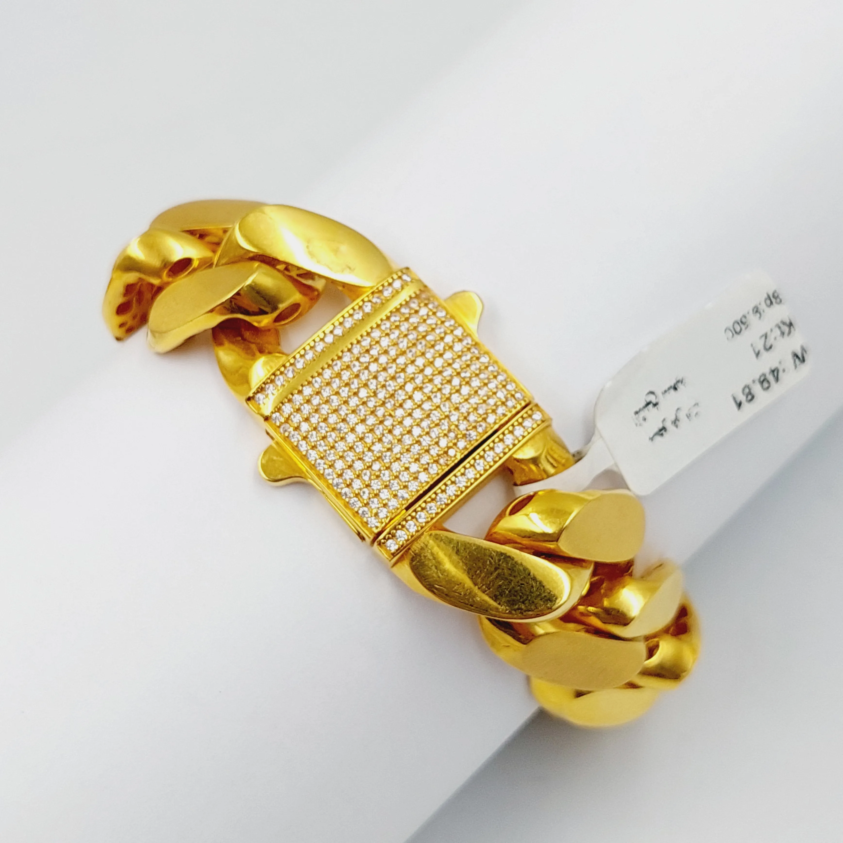 Zircon Studded Cuban Links Bracelet
