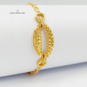 Zircon Studded Engraved Bracelet
