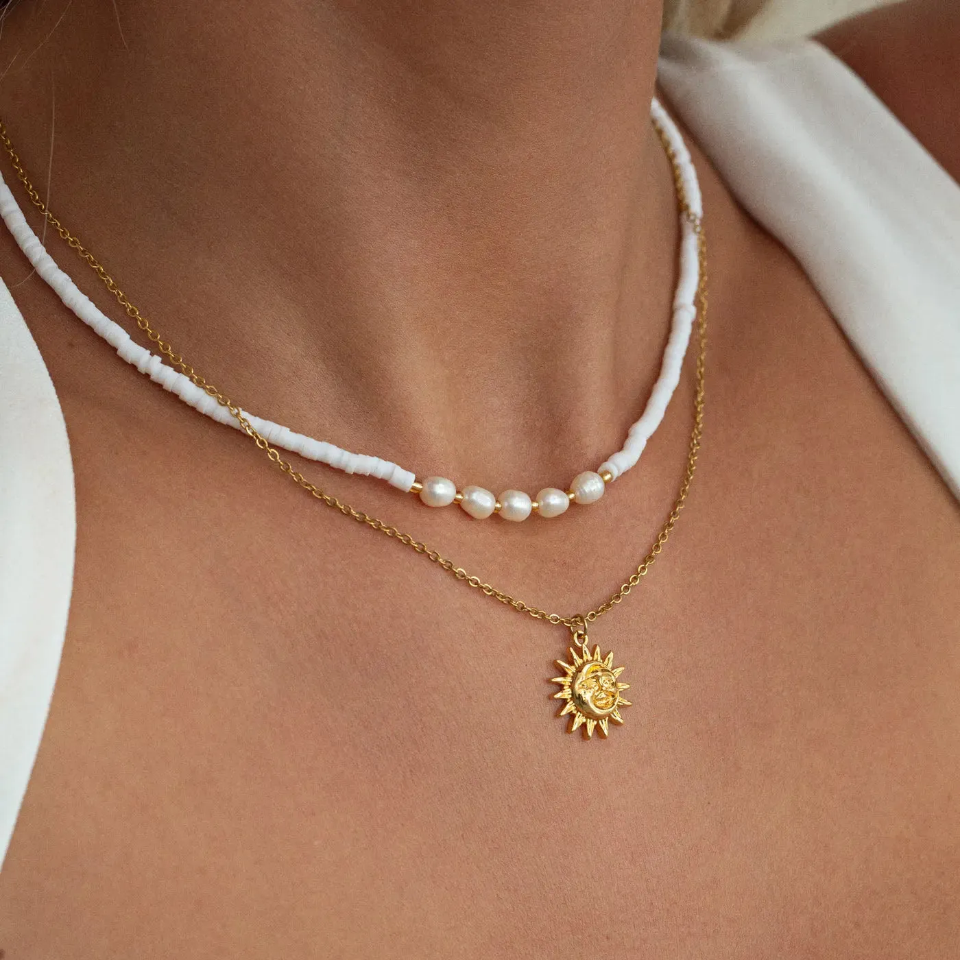 Zora - Pearl White Bead Necklace